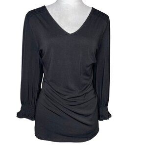 Adrianna Papell Black V-Neck Blouse